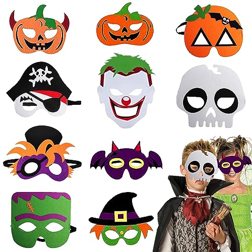 FMKLDENA Masque de Feutre Halloween, 10 Pièce Masque Hallowe