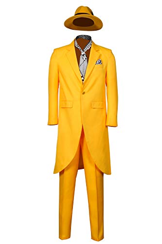 Funhoo Homme Mask Jim Carrey Cosplay Costume Manteau Pantalo