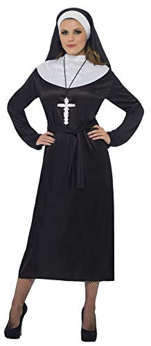 Aptafêtes- Smiffys Costume de Religieuse, Noir, avec Robe et