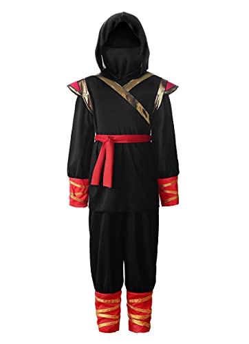 ReliBeauty Déguisement Ninja Costume Haut à Capuche 12ans, 1