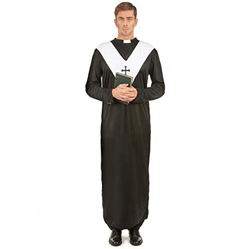Eurowebb Costume Noir et Blanc de prêtre déguisement Homme d