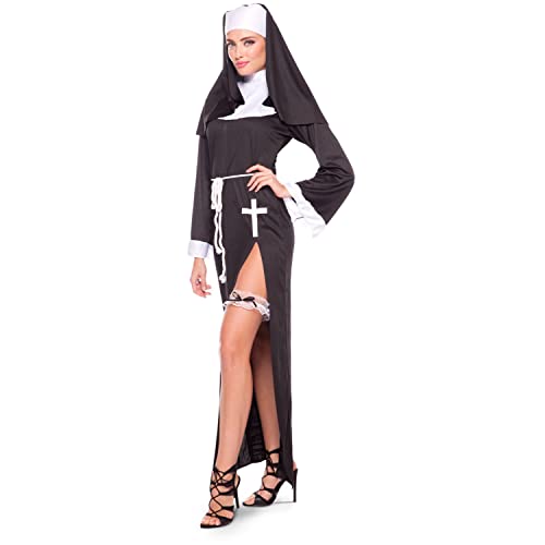 Folat- Déguisement Costume de Bonne Sœur Nonne Sexy L-XL, Ro