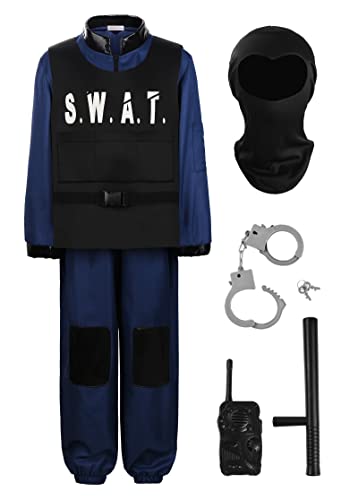 ReliBeauty Déguisement SWAT Costume Policier Enfant avec Acc