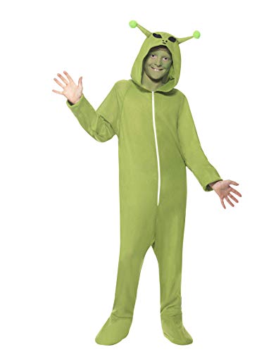 Smiffys Costume Alien, Vert, avec combinaison à capuche