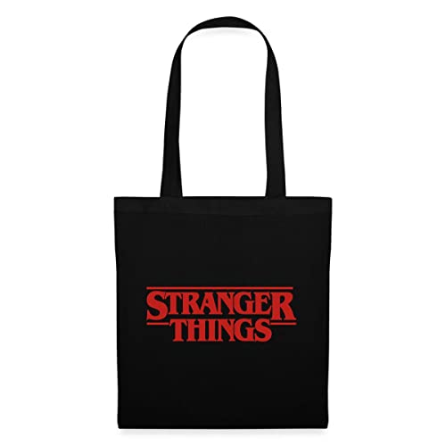 Spreadshirt® Stranger Things Logo Rouge Sac en Tissu, Noir