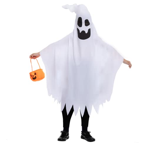 Spooktacular Costume de fantôme avec corne et seau à citroui