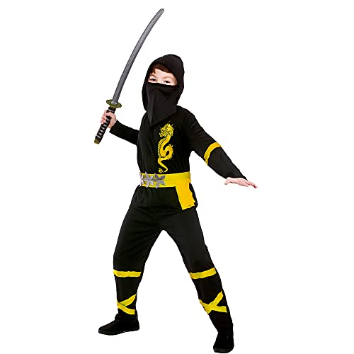 Costume de ninja pour enfant - Noir/jaune - Taille XL (11-13