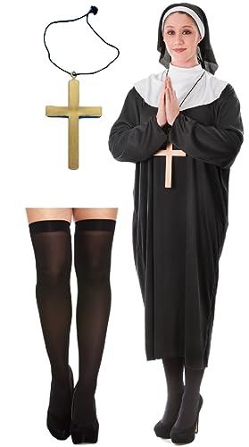 Costume de religieuse religieuse pour femme – Robe + coiffe 