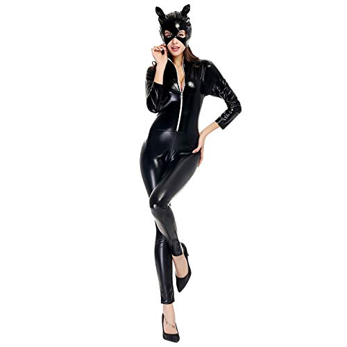 LAEMILIA Combinaison Femme Halloween Sexy Chat Costume Dégui