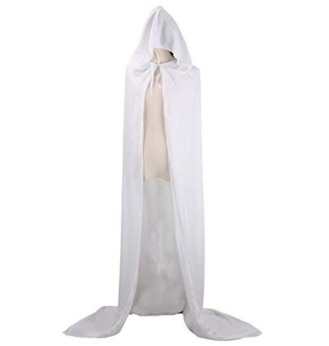CHSYOO blanc cape longue cape avec cape robe pour Halloween 