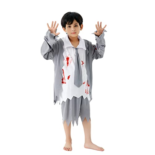 JQMAO Zombie Déguisement Élève Enfant Costume dHalloween pou
