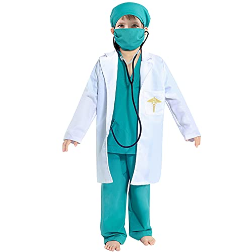 Petalum Costume Enfant 6 PCS Déguisement Médecin Docteur Uni