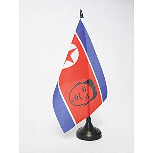 AZ FLAG Drapeau de Table Corée du Nord avec Kim Jong-Un 21x1
