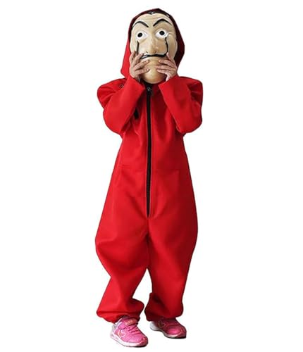 Costume Dali Combinaison Rouge Voleur avec Masque Déguisemen