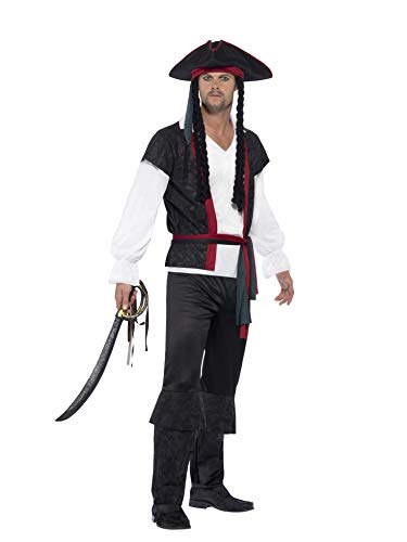 Smiffys Costume entendu mon capitaine pirate, Noir, avec hau