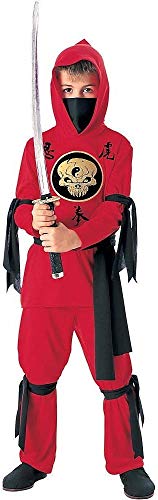 Déguisement Ninja pour Enfants - Noir/Rouge - Taille M (128;