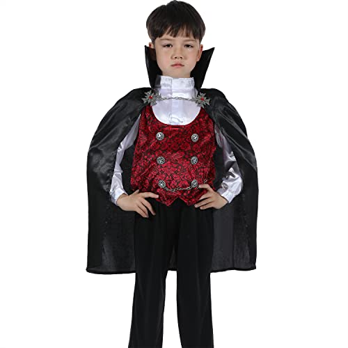 Rabtero Costume de vampire pour enfants, costume de Dracula 