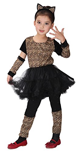 Déguisement Chat Fille Costume Léopard Animal Cosplay Robe d