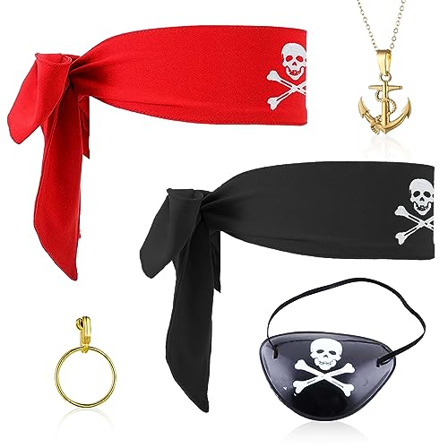 SKHAOVS 5 Pièces Costume Capitaine Pirate Accessoire, Access