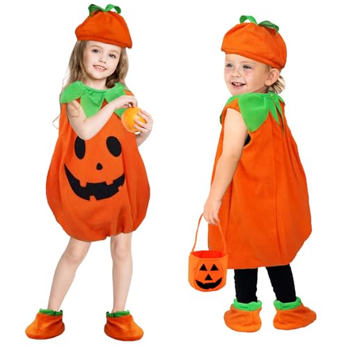 RobLuX Orange Citrouille Costume Dhalloween pour Enfants Dég