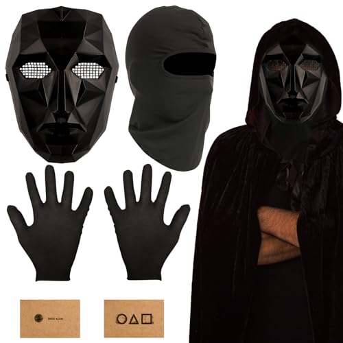 Costume dHalloween The Game Masque, cagoule, gants noirs, 10