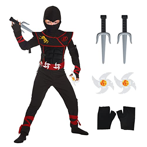GUBOOM Déguisement Ninja pour Enfants, Ensemble de costumes 