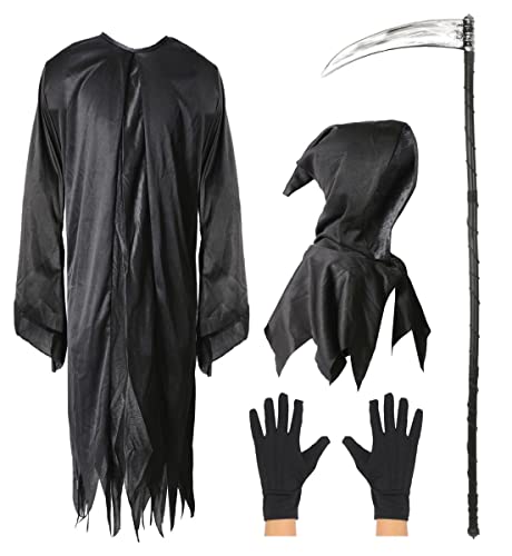 Costume de faucheuse pour enfant - 10 à 12 ans - Robe noire 