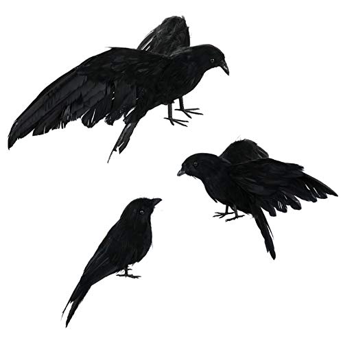 Asodomo Lot de 3 corbeaux à plumes noires pour décoration di