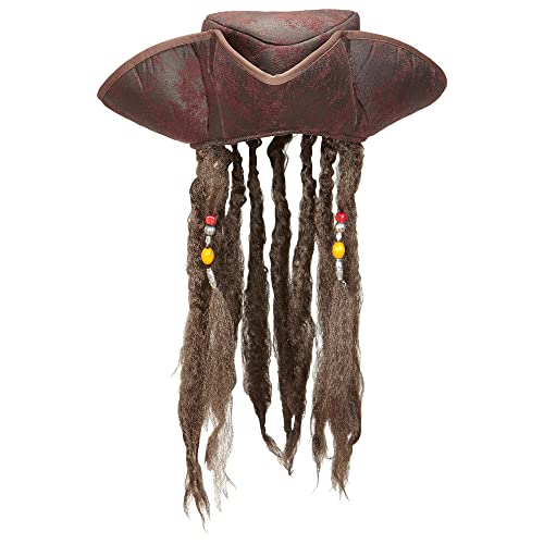Widmann 09644 - Chapeau de pirate avec cheveux, à trois bran