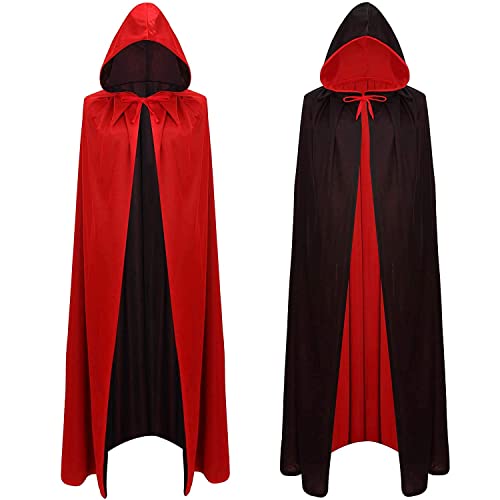 Vampire capuche cape réversible noir rouge, cape de costume 