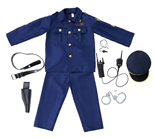 Udekit Costume de Police de Luxe avec Menottes, Talkie-walki