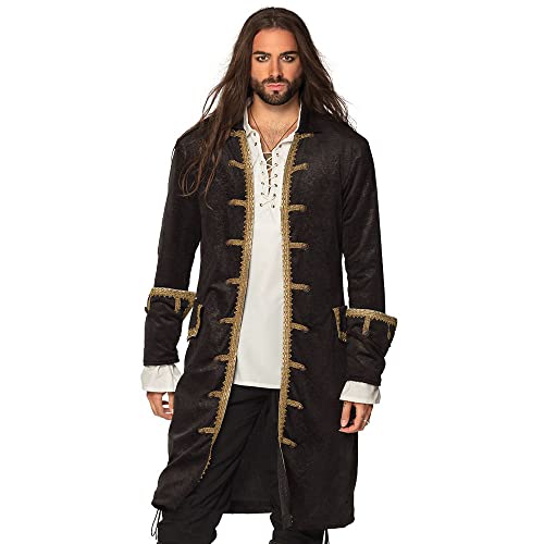 Boland 74176 – Veste de pirate pour homme, noir/or, manteau 