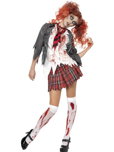 Smiffys Costume écolière zombie horreur High School, Gris, a