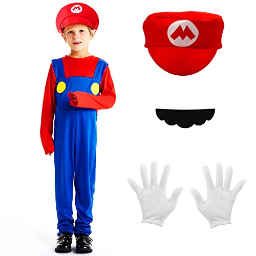 Costume de Mario pour enfants et adultes, costume de Super M