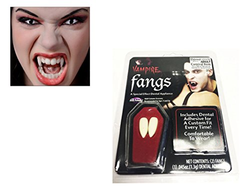 Vampire Halloween Canines Dents Avec Mastic Adhésif Accessoi