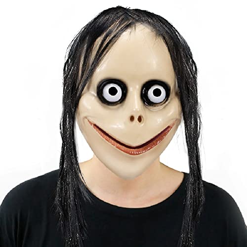 Masque Momo effrayant à cheveux longs – Masque dHalloween po