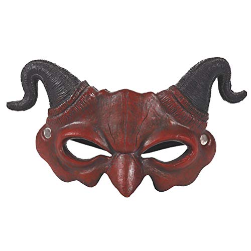 NUOBESTY Halloween masque de corne demi-visage long cornes m