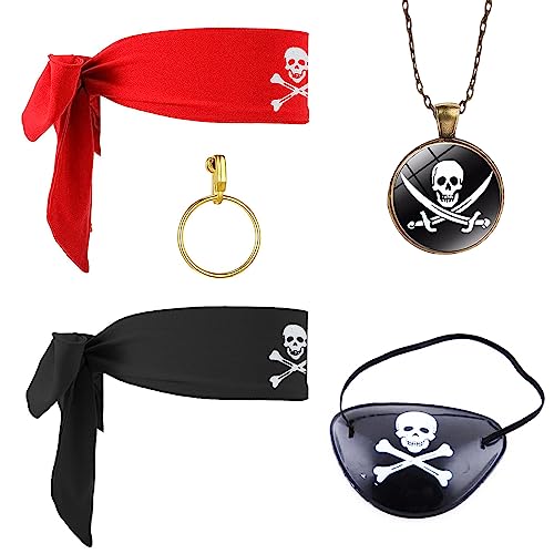 VIKSAUN 5 Pièces Costume Capitaine Pirate Accessoire, Kit de