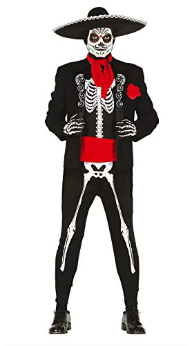 Generique - Déguisement Mexicain Squelette Noir et Blanc Hom