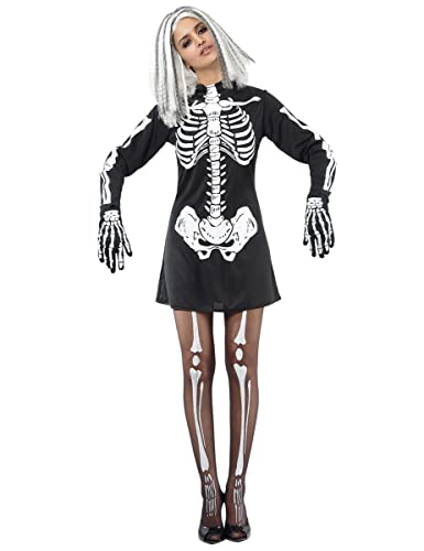 DEGUISE TOI Déguisement Squelette Noir et Blanc Femme Hallow