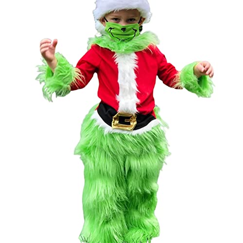 N /D 2PCS Toddler Kids Boys Green Grinch Costume,Hooded Tops