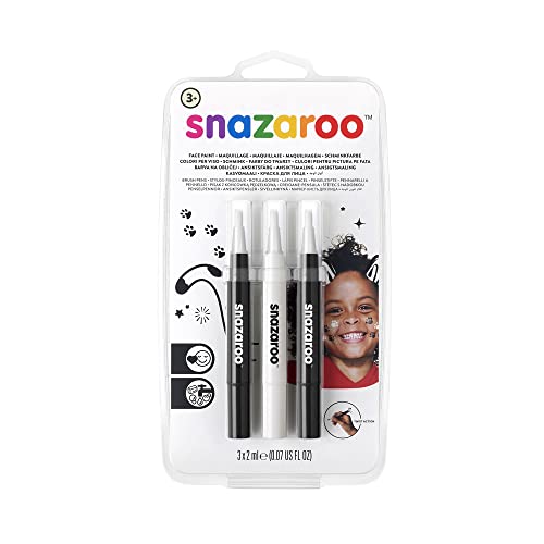 Snazaroo Set de stylos pinceaux de maquillage Noir et Blanc