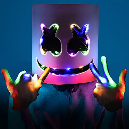 Hereneer DJ Masque LED Light Up, Masque LED Halloween avec 3
