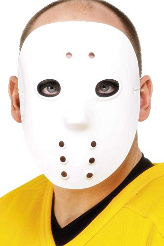 Smiffys Masque de hockey, blanc, PVC