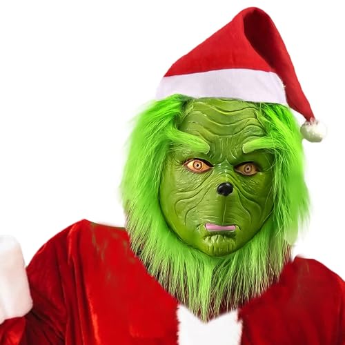 DONY Grinch Masque,Masque de Noël en Latex,Masque Monstre Ch