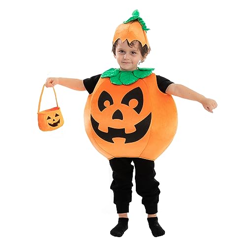 Spooktacular Creations Child Pumpkin Costume with a Pumpkin 
