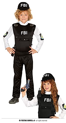 Guirca - Costume Agente F.B.I. Taille 10/12 ans, noir, 10-12