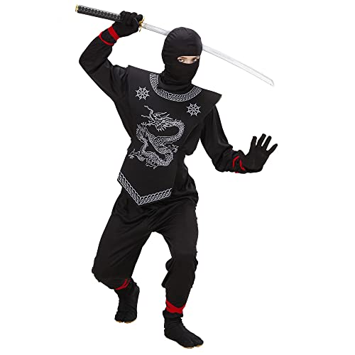 Widmann - Costume Enfant Black Ninja, Haut avec rubans, Pant