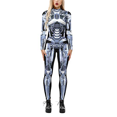 Surwin Femme Combinaison de Halloween 3D Motif Robot Armure,