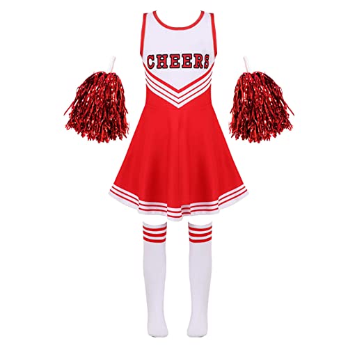 TiaoBug Déguisement Cheerleaders Enfant Fille Costume Pom-po